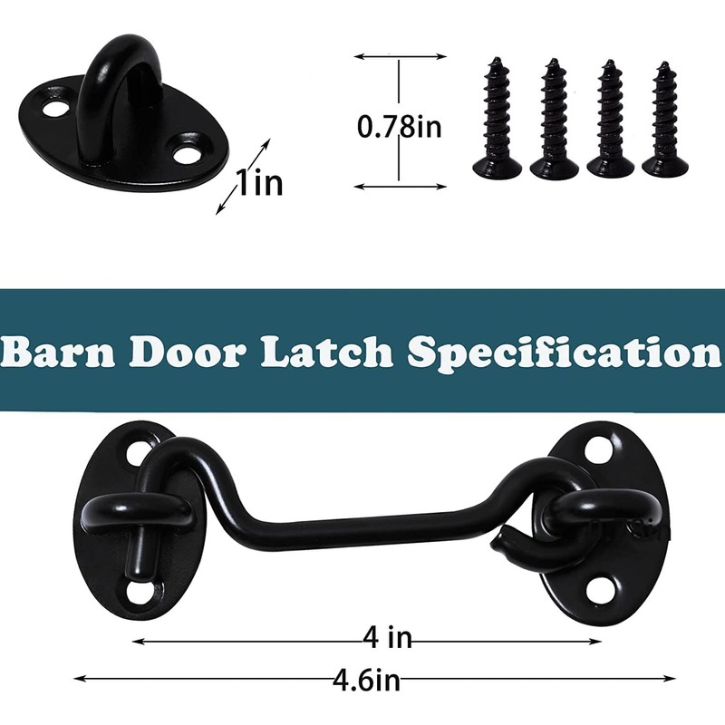 Klurent 4" Barn Door Latch Door Lock Hardware, Sliding Door