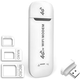 Mini Portable Wifi 4G LTE Dongle Sim Modem, USB Plug, Wireless Router with SIM Card Slot Support, Portable Travel Hotspot Support LTE B1/B3/B7/B8/B20/B38/B40/B41 With SIM card slot
