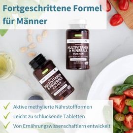 Igennus Healthcare Nutrition Advanced Multivitamin Tabletten fr M?nner, 21 Vitamine & Mineralien, angereichert mit Lycopin, Vitamin D, methyliertem B6 und B12 fr Energie, Langzeitformel, 180 Tabletten, von Igennus