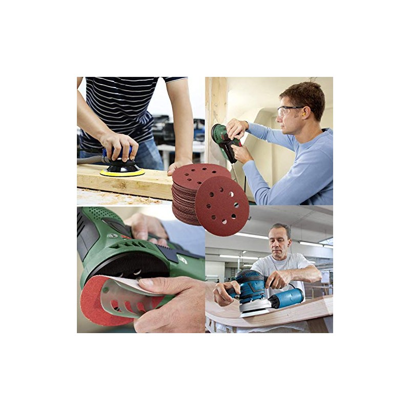 100PCS 125mm Sanding Discs Round 8 Hole Sanding Discs Pads