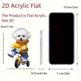 Bichon Frise Acrylic Ornament - 2D Flat Car Mirror Charm & Keychain - Cute Home Decor, Bag & Phone Charm - Gift for Dog Lovers