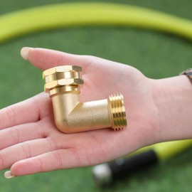 90-Degree Hose Elbow For RVs — Solid Brass Construction, Strong connection without leakage,For RV Water Hoses, Residential Outdoor Faucets, & More (2pcs)