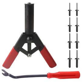 ZIMISI 10PCS Plastic Rivet Gun Kit, Pop Rivet Gun Tool with 8PCS 4 Sizes Nylon Blind Rivets, 1 Fastener Removal Tool, Hand Car Riveter Accessories for Automotive, Home