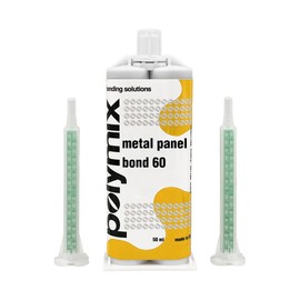 Polymix Metal Panel Bond 60 Adhesive 50ml Cartridge & Two Application Mixing Nozzles