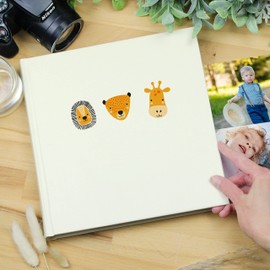 Scandi Safari Animals Square Hardback 6x4 Photo Album (Holds up to 120 6x4 photos)