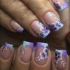 Flower Press on Nails Short Square Purple Fake Nails with