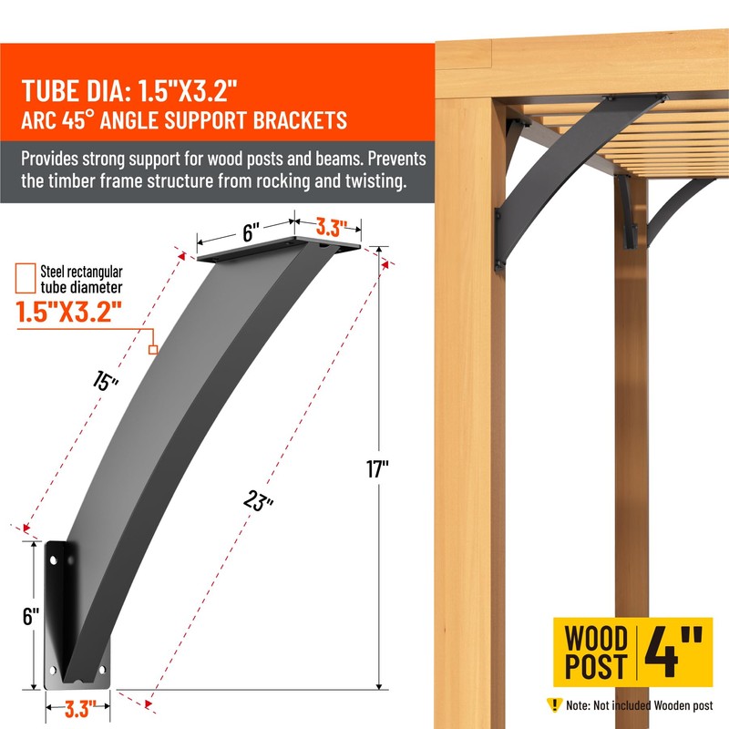 Uphode Q235-Steel Integrated Arc 2''x4''(Actual Tube Dia: 1.5''x 3.2'') 45