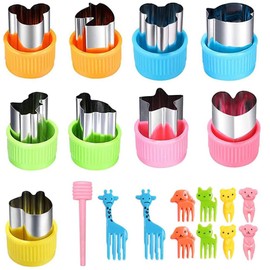 Sandwich Cutters for Kids, 20 Pack Cookie Cutters for Kids, Vegetable Cutters for Kids Set, Stainless Steel Fruit Shape Cutter Cute Fruit Mold with 10 Fruit Animal Picks for Kids Baking Tools