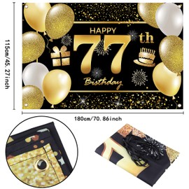 77th Happy Birthday Banner - Decorations for Men - Party Backdrop