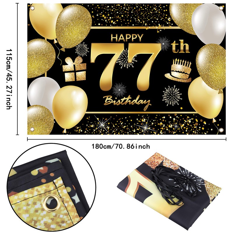 77th Happy Birthday Banner - Decorations for Men - Party