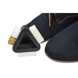 Multifunktionales, kompaktes 3-in-1-Reinigungsbürsten-Set von Kaps für Schuhe und Taschen aus Wildleder