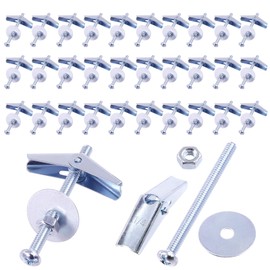 Keadic 30Pcs 1/4'' Toggle Anchors with Wing Nut and Hex Nuts, Washers, Heavy Duty Hollow Drywall Anchors Screw Kit for Frames Shelves Hanging Heavy Items