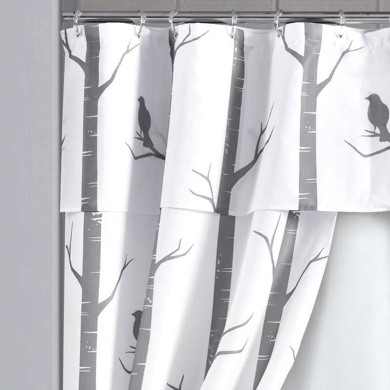Lush Decor Bird On The Tree Double Swag Shower Curtain