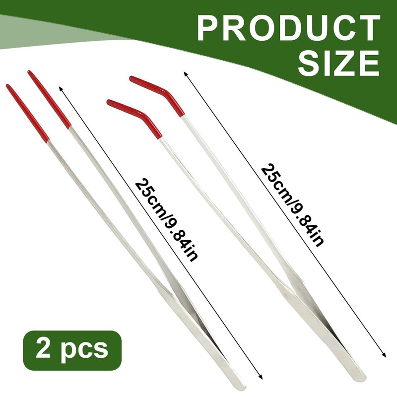 EIHI 2 Pieces Stainless Steel Tweezers Aquarium Tweezers with Rubber
