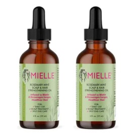 2pcs Mielle Organics Aceite Fortalecedor Del Cuero Cabelludo Y Del Cabello De Romero Y Menta Infusionado Con Biotina Para Un Cabello Mas Largo Fuerte Y Saludable