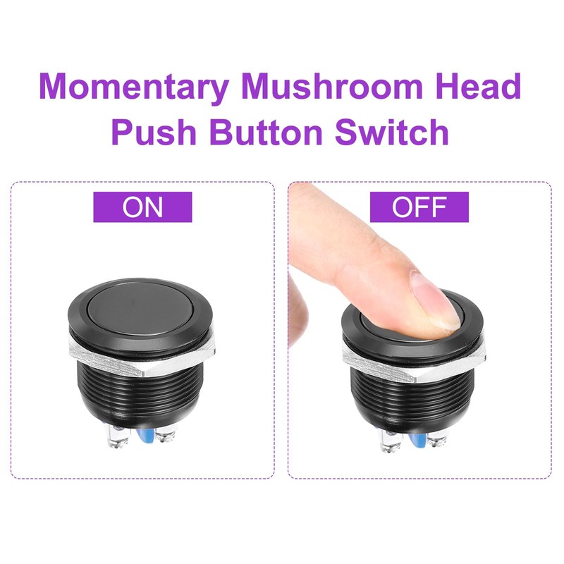 DMiotech 7/8 Inch Aluminium Alloy Momentary Push Button Switch Flat