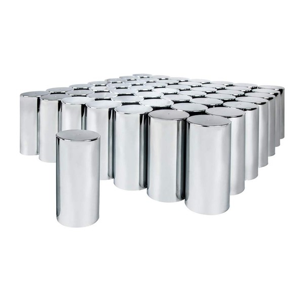 United Pacific 10034Cb - Wheel Lug Nut Cover Set - 33Mm X 4-1/4" Chrome Plastic Tall Cylinder Nut Cover - Thread-On (60