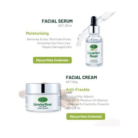 Aichun Beauty Licorice Root Skin Care Series Set Herbal Extract Repair Mositurizing Anti-Aging Deep Cleansing Soothing Facial Serum Cream Skin Oil Face Wash 5pcs