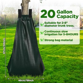 2 Pack Tree Watering Bags, 20 Gallon Reusable Heavy Duty Slow Release Water Bags for Trees, Durable PE Tree Drip Irrigation Bags with Heavy Duty Zipper, Deep Root Targeting