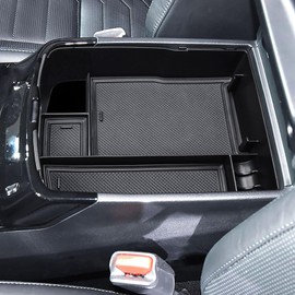 TACOBRO Center Console Organizer Compatible with Telluride 2020-2025 with Armrest Tray Insert, USB Port & Coin Holder, Durable Black Interior Storage Box for Clutter-Free Cabin