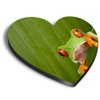 1 x Heart MDF Magnets - Green Frog Nature Frogs