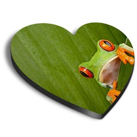 1 x Heart MDF Magnets - Green Frog Nature Frogs 3682
