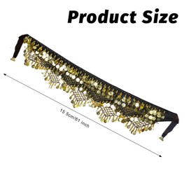 Avxzbef Belly Dance Hip Scarf Coins Fringe Skirt Coin Sash Costume with Golden Coins for Women