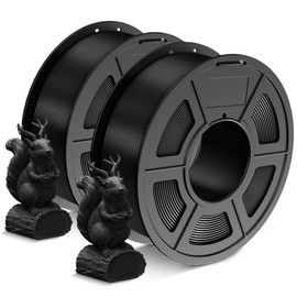 SUNLU 2kg PLA 3D Printer Filament PLA Filament 1.75mm, Neatly Wound PLA 3D Printing Filament 1.75mm, 2000g PLA Filament Good Vacuum Packaging, 2kg in Total, 1kg per Spool, Pack of 2, Black+Black