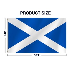 Scotland Flag, 3x5 Ft Scottish Flag, Vivid Color Fade Resistant With Brass Grommets for Party Parades Sports Events Patriotic Holidays Outdoor Indoor Decorations