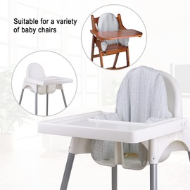 Lomgwumy High Chair Cushion, Type High Chair Cover Pad, 2 pieces pad for High Chair,highchair Cushion for Ikea Antilop Highchair, built-in Inflatable Cushion (Fresh leaves and gray stripes)