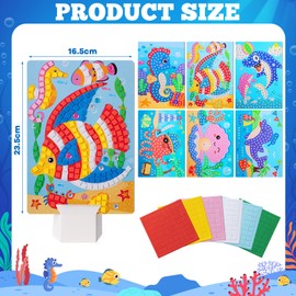 Tenare 6 Pieces Spring Mosaic Adhesive Painting Kit Mosaic Stickers for Girl DIY Crafts Art Handmade Assorted (Ocean Style)