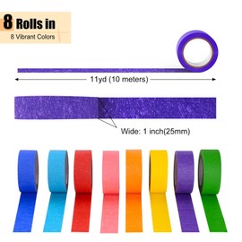 Anterat 8 Rolls Colored Masking Tape 262ft x 1 Inch Colorful Painters Craft Tape for Art DIY Supplies