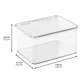 iDesign Recycled Plastic Pantry and Kitchen Storage, Freezer and Fridge Organizer Lidded Bin – 6.75” x 5.75” x 3.75”, Clear