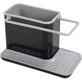 KKTECH Sink Tidy Caddy Kitchen Sink Organizer with Removable Drip Tray, Non-Slip Grey & White
