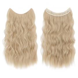 TESS Flip-In Extensions 60 cm, Golden Mix Bleach Blonde Secrets Hair Extensions Wavy 150 g with 4 Clips Extensions with Band Synthetic Hair Extensions with Elastic Band