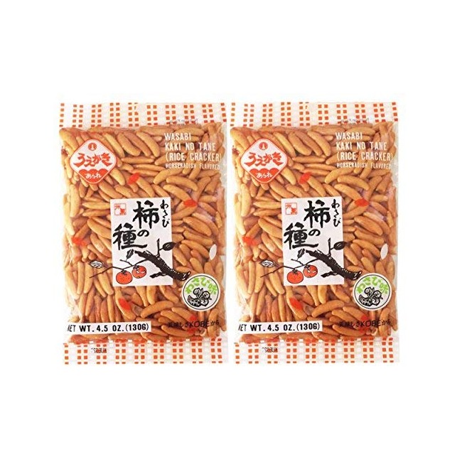 Japanese Traditional Rice Crackers : Nori Maki Arare/ Kaki No Tane 2packs (Kaki No Tane Wasabi)-set of 4