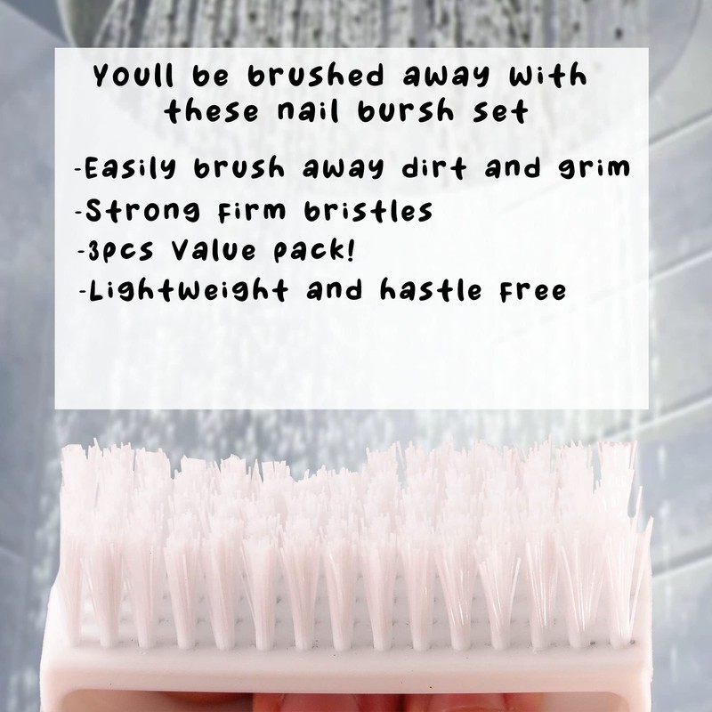 3pcs Nail Brush for Every Day Use - With Easy