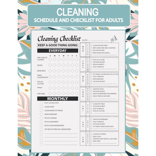 Cleaning Schedule and Checklist for Adults: Checklist Planner and Organizer