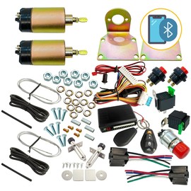 Two Door Shaved Door Handle Kit for Street Rat Hot Rod with Door Poppers Trunk Popper& Keyless Entry System Remote Control Bluetooth Kit & 2 Pack 5-Pin 12V Relay with Fuse Switch Kit (75lb)