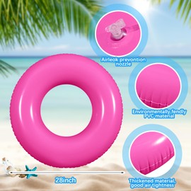 JellyArch 6 Pcs Inflatable Pool Floats 28 Inches Swim Tube Bulk for Kids and Adults Swimming Ring Pool Floaties for Beach Party Decorations Teenager River Lake Summer Vacation Holiday (Pink)