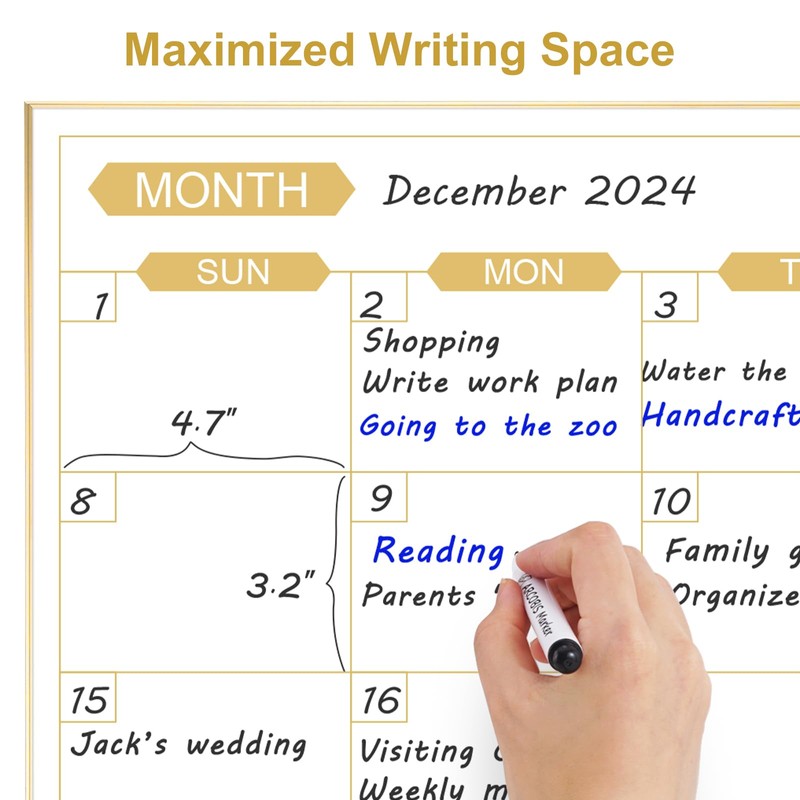 ARCOBIS Monthly Calendar Whiteboard, 36" x 24" Magnetic Dry Erase