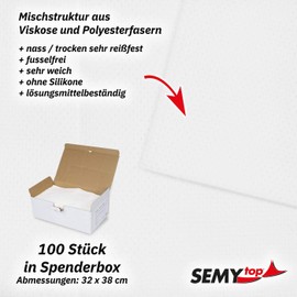 SemyTop Top Spezial-Putztuch in Spenderbox, weiß, 32 x 38 cm, 100 Tücher per Box, 1er Pack (1 x 1 Stück)