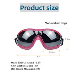 Dog Soft Cute Sunglasses,Pet Goggles,Flexible Frame,Wind Proof,Dust Proof,Eye Protection,with Adjustable Straps,Small & Medium Dogs for Outdoor Cycling,Ski,Motorcycle SP3003 (Pink/Silver)