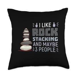 Rock Balancing Stone Stacking Game Art Balancer Throw Pillow