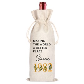 42 Birthday Gift | 42 Birthday Wine Bag Gift |Making The World A Better Place Since 1982 | 42 Birthday Gifts for Her Sister | 42 Years Old Gift Idea Wine Bag | Birthday Party Favors 11WB40