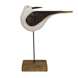 Wood Seagull Figurine Beach Home Decor Statue, 11.8" H Rustic Vintage Sea Bird Sculpture Decorative Seabird Statue Coastal Nautical Style Table Ornament Home Decor