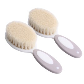 KOMBIUDA 2pcs Comfortable Wool Shampoo Brush Set for Care Soft Boy Girl Hair Brush for Gentle Scalp Massage and Cradle Cap Relief Safe and Newborn Hair Care Tool Gray