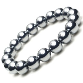 Terahertz Ore Bracelet 10mm Round Ball Genuine Gemstone Power Stone, Rubber Stone