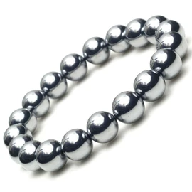 Terahertz Ore Bracelet 10mm Round Ball Genuine Gemstone Power Stone, Rubber Stone