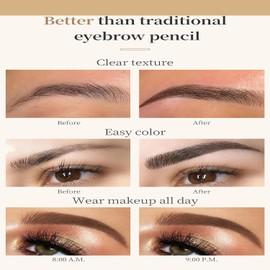 Waterproof 3D Microblading Eyebrow Pencil, 2024 Upgraded, 3-Piece Set (4, black/brown/light brown/grey)